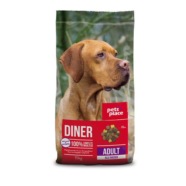 Afbeelding Pets Place Adult Diner Gevogelte&Vlees - Hondenvoer - 15 kg door Petsplace.nl