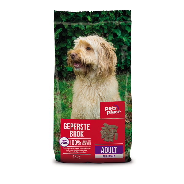 Pets Place Adult Geperste Brokken Gevogelte&Vlees - Hondenvoer - 18 kg