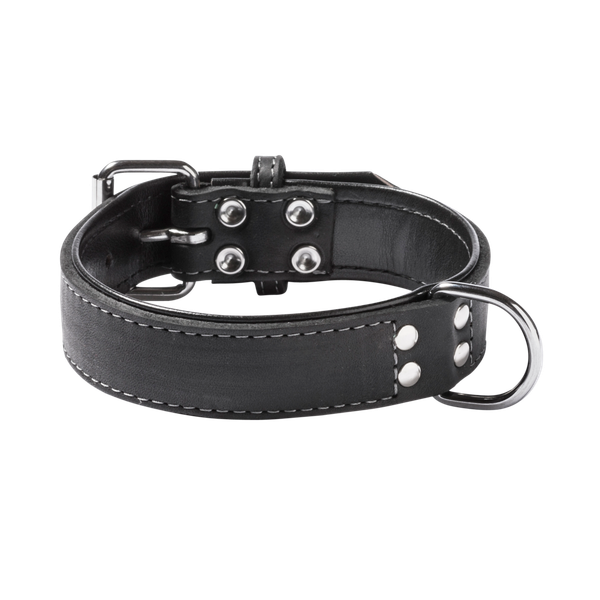 Afbeelding Adori Halsband Vetleer Zwart - Hondenhalsband - 50x2.5 cm door Petsplace.nl