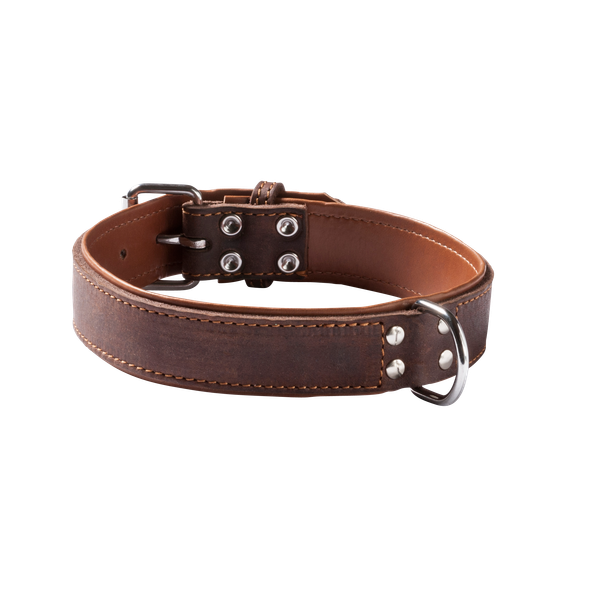 Afbeelding Adori Halsband Vetleer Bruin&Cognac - Hondenhalsband - 60x2.5 cm door Petsplace.nl