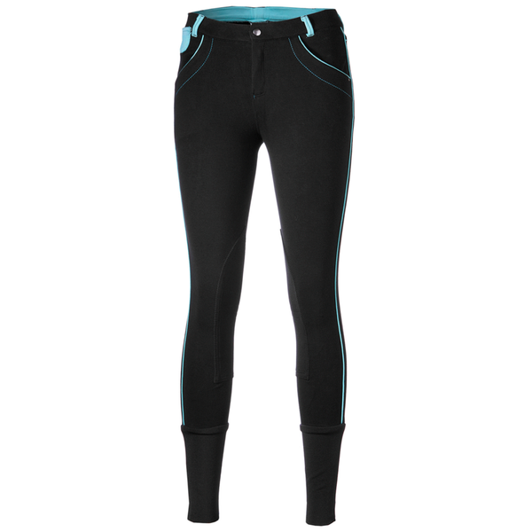 Afbeelding P3-Wear Rijbroek Dames Zwart&Aqua - Ruiterkleding - 40 door Petsplace.nl