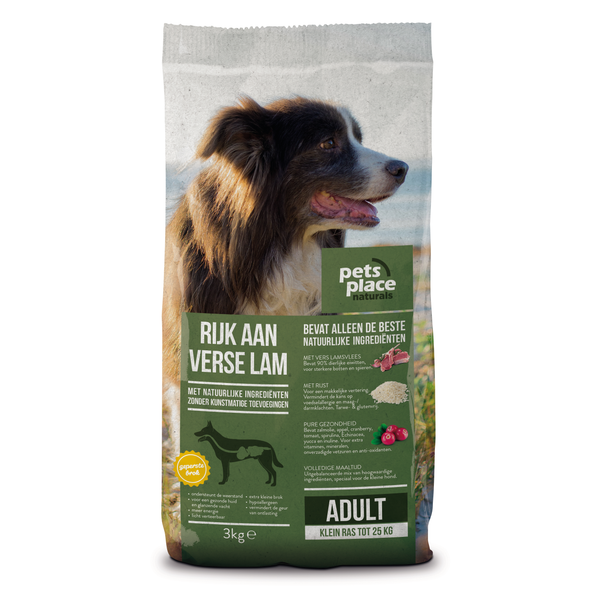 Pets Place Naturals Adult Small Breed Lam - Hondenvoer - 3 kg