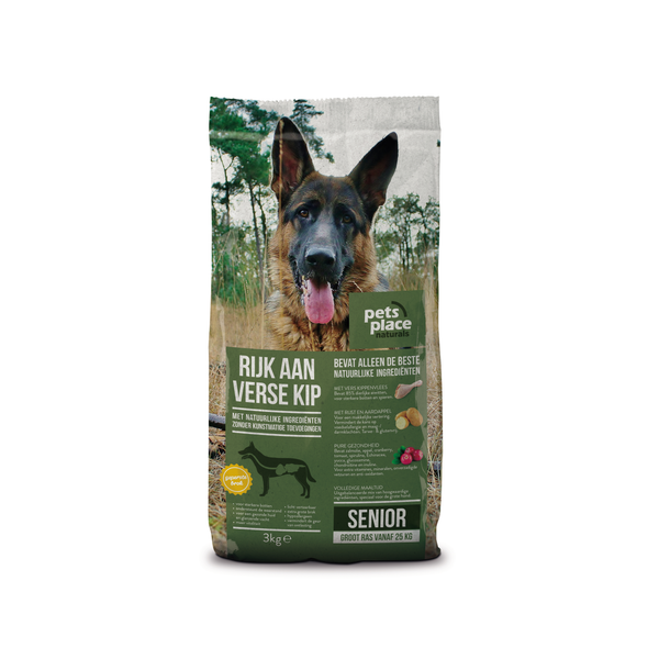 Pets Place Naturals Senior Large Breed Kip - Hondenvoer - 3 kg