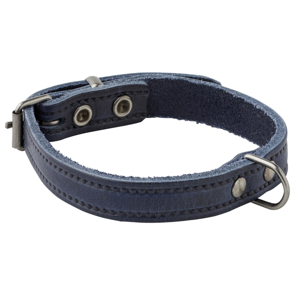 Afbeelding Adori Halsband Italy Met Print Old Silver Blauw - Hondenhalsband - 18mmx45 cm door Petsplace.nl