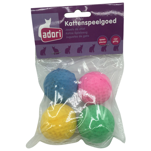 Afbeelding Adori Spons Ballen - Kattenspeelgoed - Assorti 4 stuks door Petsplace.nl