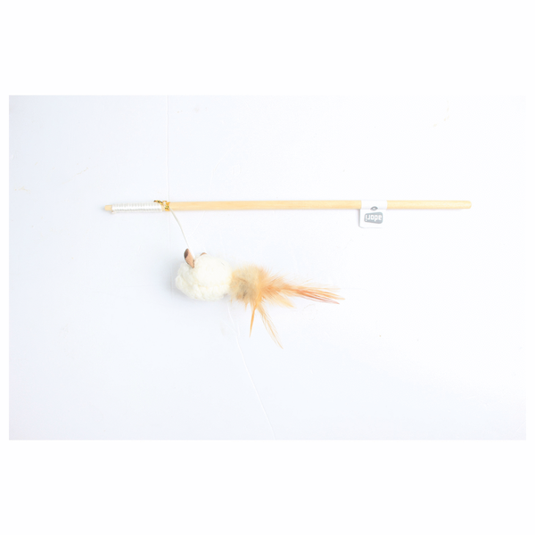 Afbeelding All For Paws Kattenhengel Lamswol Muis - Kattenspeelgoed - 40 cm Assorti door Petsplace.nl