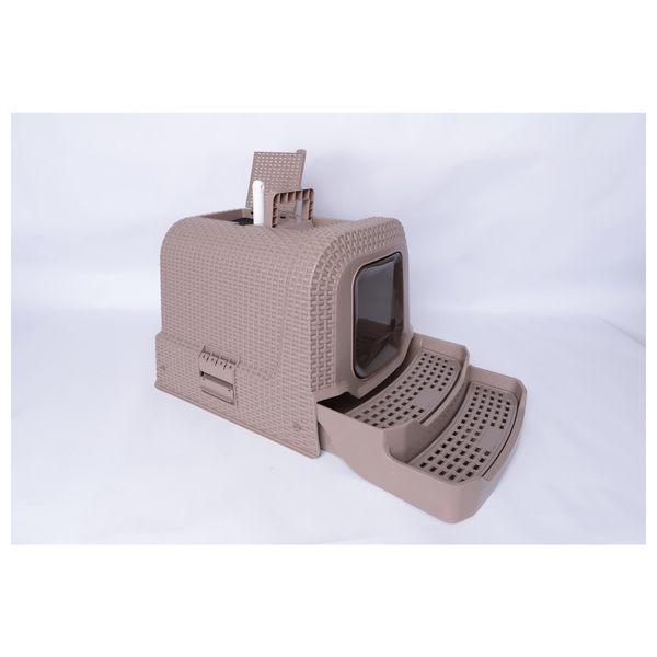 Afbeelding Adori Kattentoilet Rattan Taupe - Kattenbak - 69x42x41 cm door Petsplace.nl