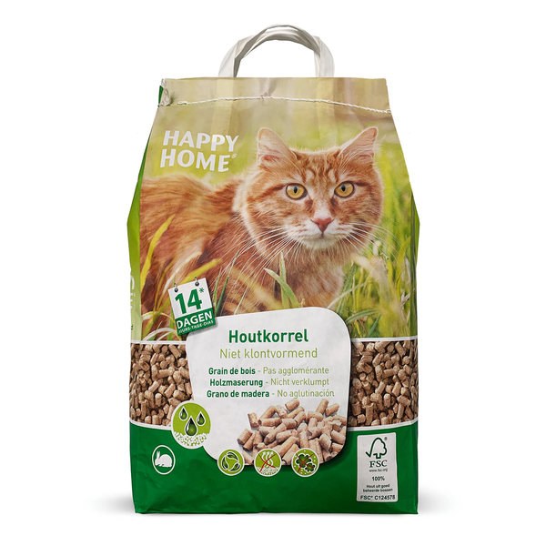 Afbeelding Happy Home Natural Houtkorrel - Kattenbakvulling - 10 l 5 kg door Petsplace.nl