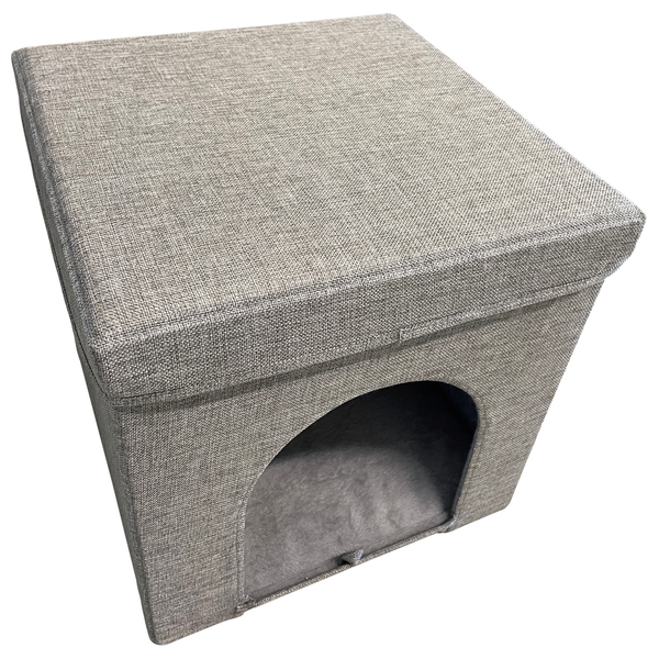 Adori Kattenhuis Met Poef Moon - Kattenmand - 36.5x36.5x36.5 cm Grijs