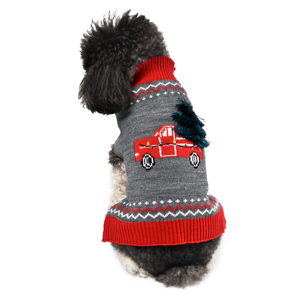 Afbeelding Adori Kersttrui Autootje Rood - Hondenkleding - 45 cm Kerst door Petsplace.nl