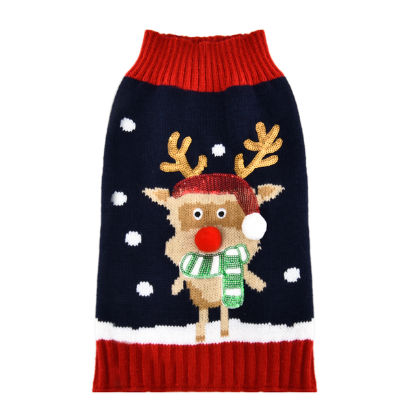 Adori Kersttrui Deer Blauw - Hondenkleding - 40 cm Kerst