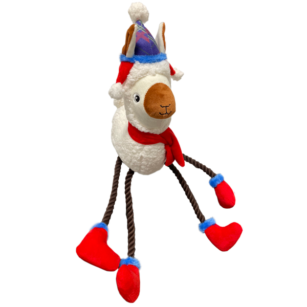 Afbeelding Adori Kerst Alpaca Met Schoentjes - Hondenspeelgoed - 54x27x10 cm Wit Kerst door Petsplace.nl