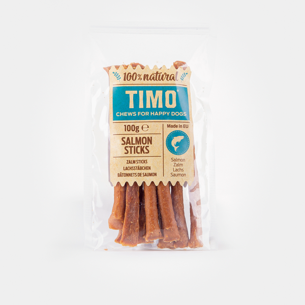 Afbeelding Timo Sticks 100 g - Hondensnacks - Zalm door Petsplace.nl