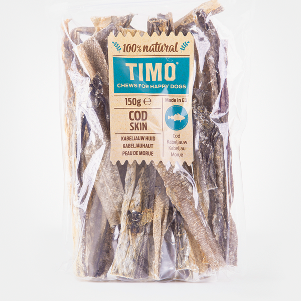 Afbeelding Timo Kabeljauwhuid - Hondensnacks - 150 g door Petsplace.nl