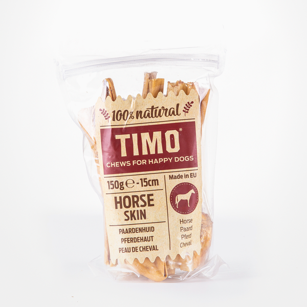 Afbeelding Timo Paardenhuid - Hondensnacks - Paardenvlees 15 cm 150 g door Petsplace.nl