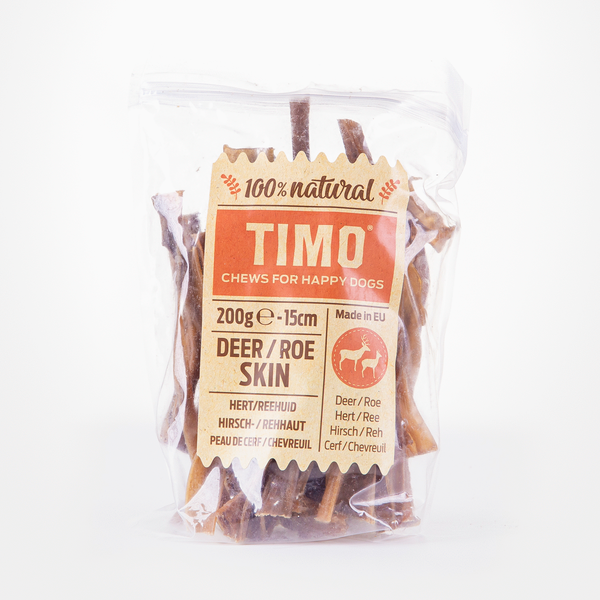 Afbeelding Timo Hert/Reehuid 200 g - Hondensnacks - 15 cm door Petsplace.nl
