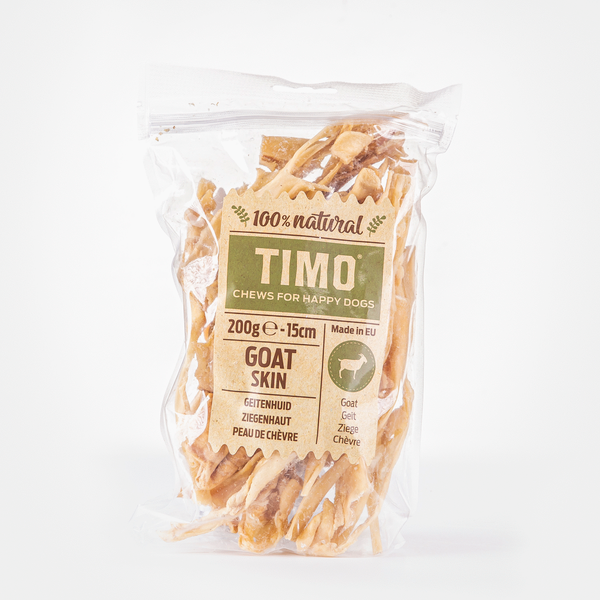 Afbeelding Timo Geitenhuid - Hondensnacks - Geit 15 cm 200 g door Petsplace.nl