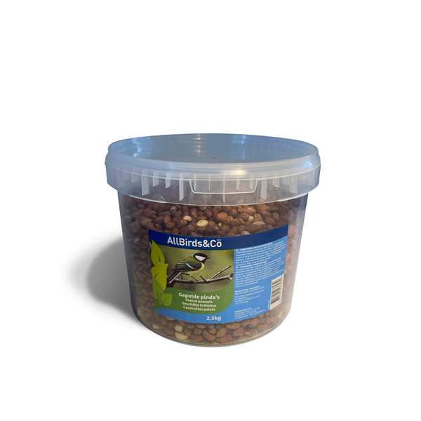 Afbeelding Allbirds&Co Gepelde Pinda's In Emmer - Voer - 2.5 kg door Petsplace.nl