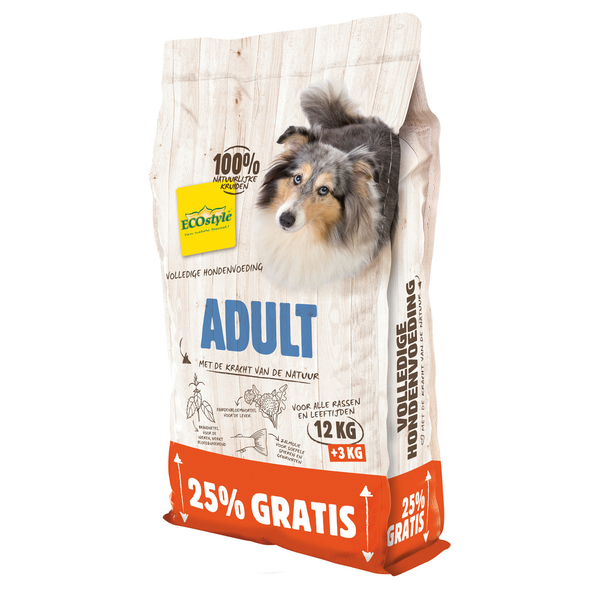 Afbeelding Ecostyle Adult Bonusbag - Hondenvoer - 12+3 kg door Petsplace.nl