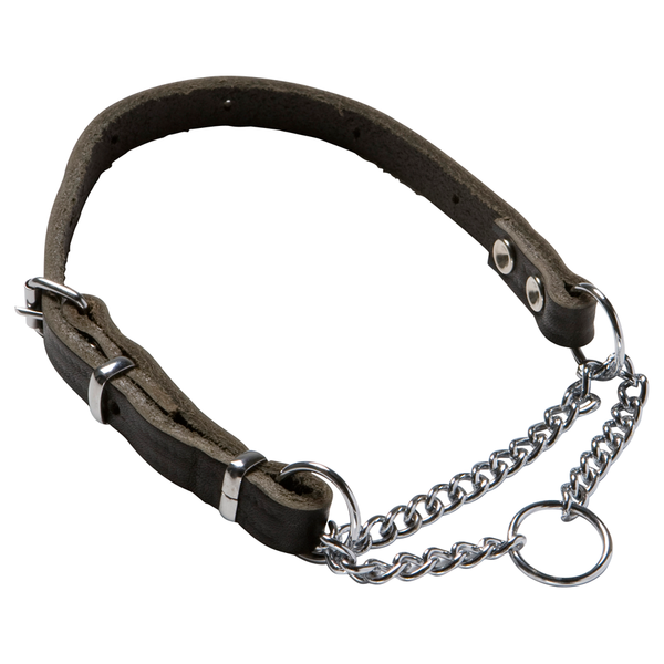 Adori Hondensliphalsband Verstelbaar Met ketting Leer Bruin 60 x 1,4 cm