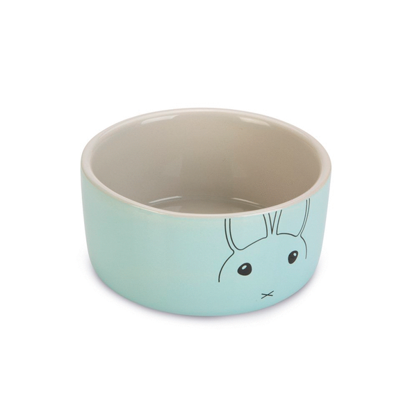 Afbeelding beeztees konijnenbakje joela - knaagdier - keramiek - grijs/mint - diam. door Petsplace.nl