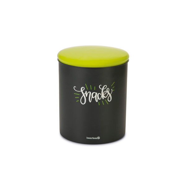 Beeztees voorraadbus snacks - hond - rvs - groen zwart - 17x17x21cm