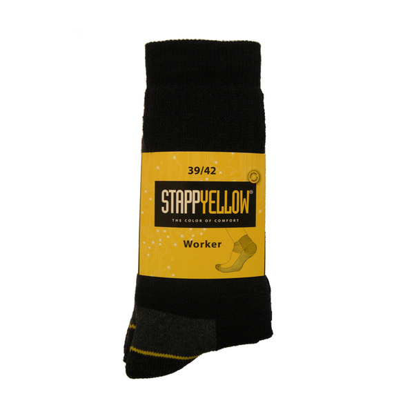 Stapp Yellow Herensok Worker Zwart - Sokken - 4346 2pack