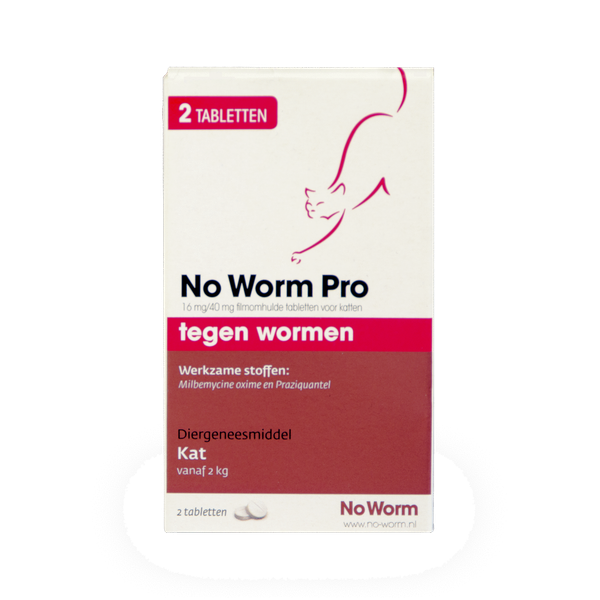 Afbeelding No Worm Pro Kat 2 Tabletten door Petsplace.nl