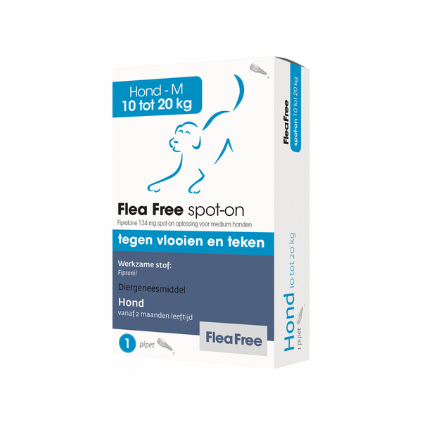 Flea Free Spot-On Hond 10-20 Kg 1 pip - Anti vlooien en tekenmiddel - Medium 10-20 Kg