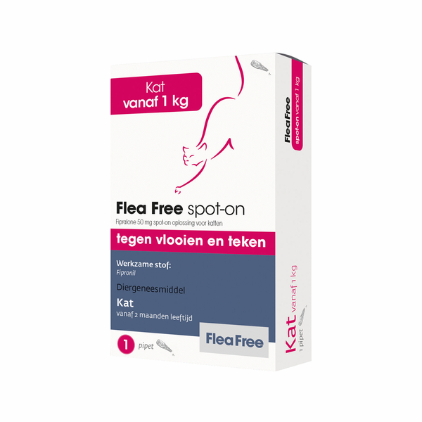 Afbeelding Flea Free Spot-On Kat - Anti vlooien en tekenmiddel - 1 pip door Petsplace.nl