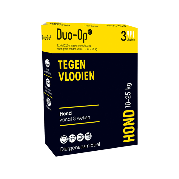 Afbeelding Duo-Op Hond Tegen Vlooien - Anti vlooienmiddel - 3 pip 10-25 Kg door Petsplace.nl