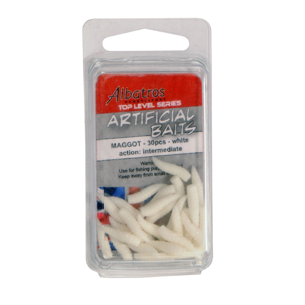 Albatros Artificial Maggot - Baits - Wit 30 stuks Witvis