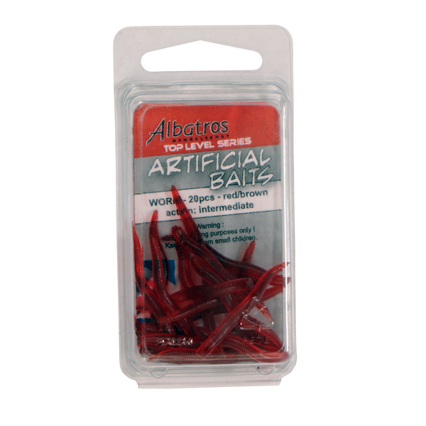 Albatros Artificial Worm - Baits - Rood Bruin 20 stuks Allround