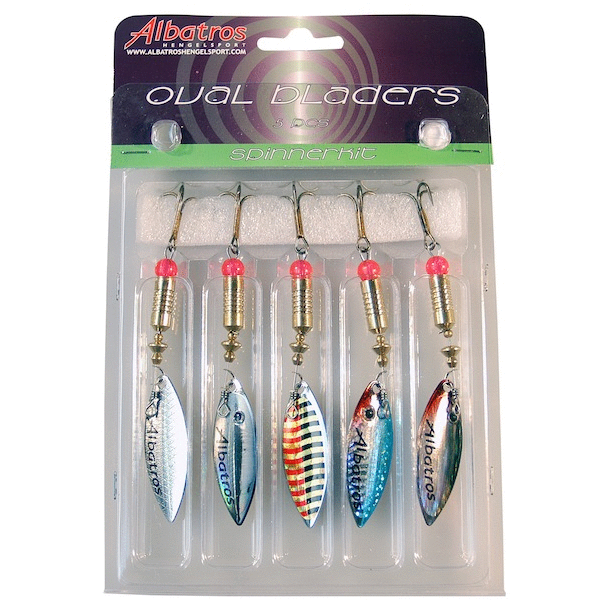 Afbeelding Albatros Spinnerset Ovale Blinkers - Spinners - 10 g Blauw Zwart Wit 5 stuks Roofvis 4 door Petsplace.nl