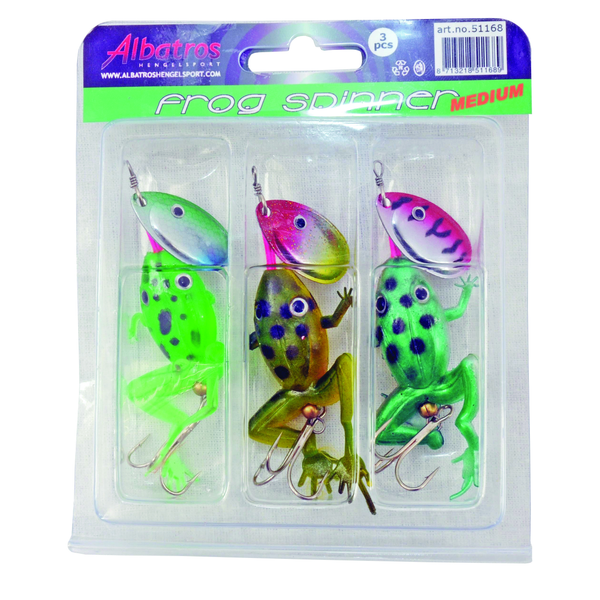 Afbeelding Albatros Spinnerset Kikker - Baits - 11 g Groen Blauw Roze 3 stuks Roofvis 3 door Petsplace.nl