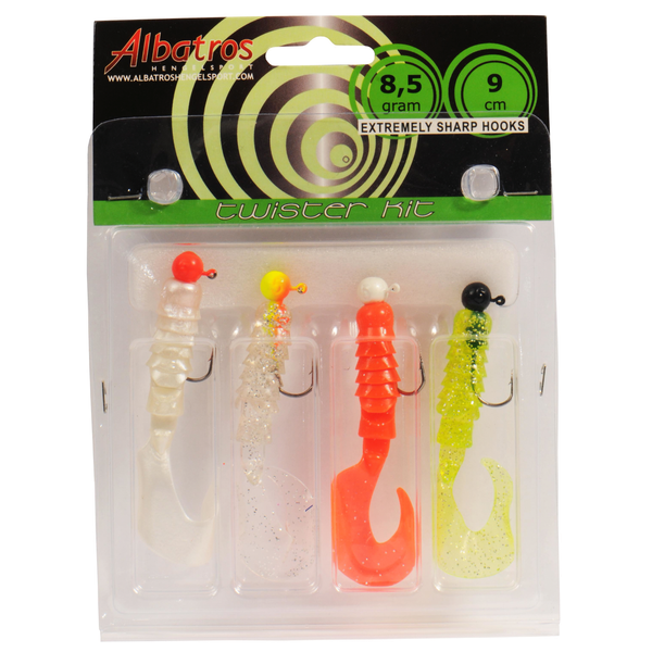 Afbeelding Albatros Twisterkit - Baits - 9 cm 5 g Rood Wit Geel 4 stuks Roofvis door Petsplace.nl