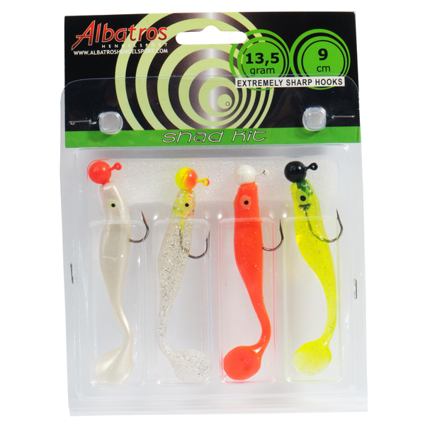 Afbeelding Albatros Shadkit - Baits - 9 cm 7 g Rood Geel Groen 4 stuks Roofvis door Petsplace.nl