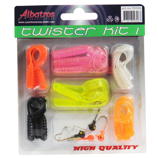 Afbeelding Albatros Twisterkit - Baits - 5-7 cm Rood Roze Zwart 23 stuks Roofvis door Petsplace.nl