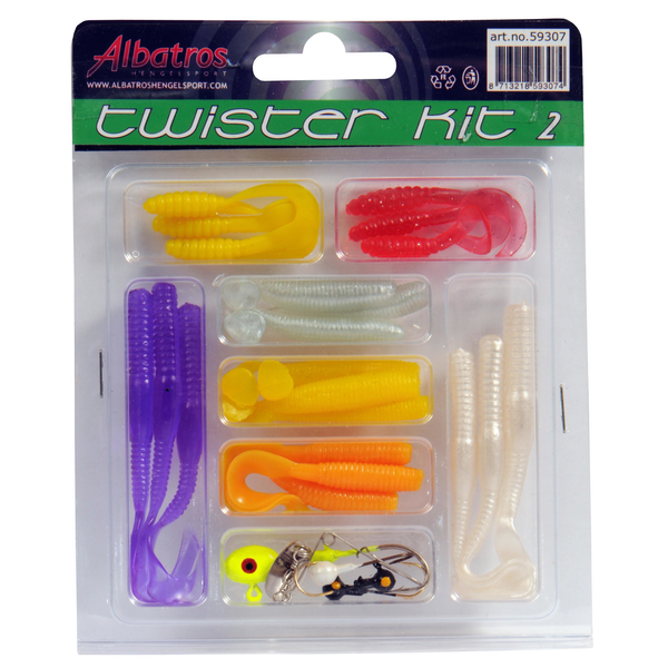 Afbeelding Albatros Twister/Wormkit - Baits - 4-8 cm Paars Geel Oranje 26 stuks Roofvis door Petsplace.nl