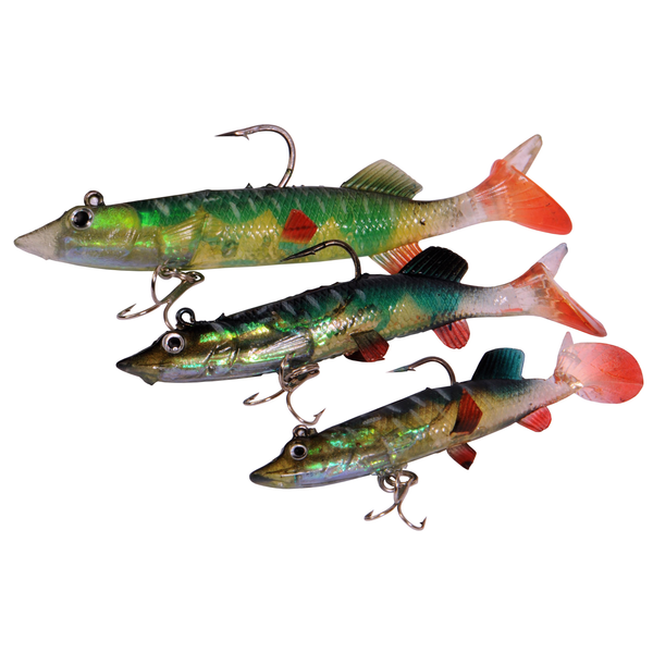 Afbeelding Albatros Softbait Albashad Pike Groen&Geel&Rood - Baits - 10 cm Roofvis door Petsplace.nl