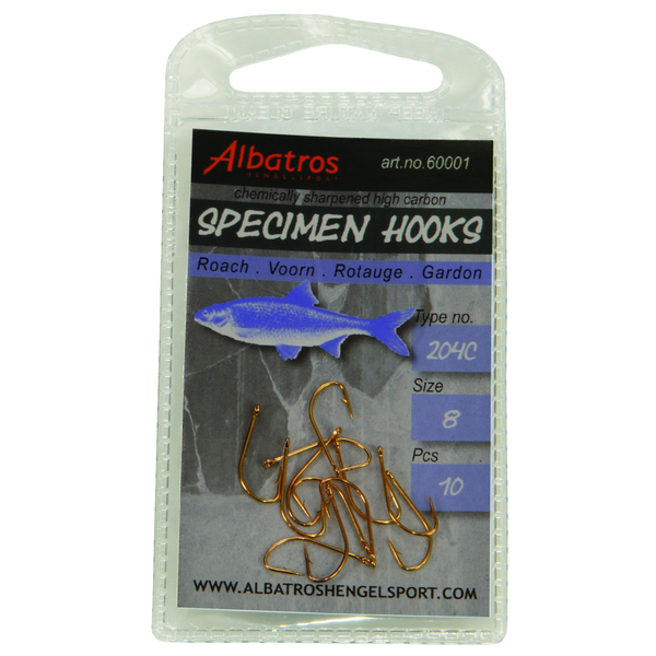 Afbeelding Albatros Haak Specimen Voorn 204c 10 stuks - Enkele Haak - 14 Witvis door Petsplace.nl