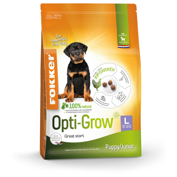 Afbeelding Fokker Dog Opti-Grow L Kip - Hondenvoer - 13 kg door Petsplace.nl