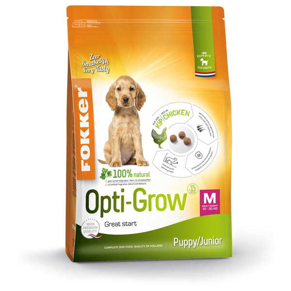 Afbeelding Fokker Dog Opti-Grow M Kip - Hondenvoer - 13 kg door Petsplace.nl