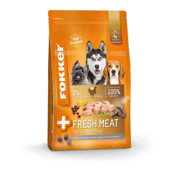 Afbeelding Fokker Adult +Fresh Meat hondenvoer 13 kg door Petsplace.nl