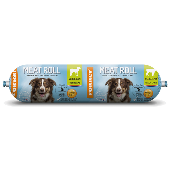 Afbeelding Fokker Dog Meat Roll - Hondenvoer - Lam 800 g door Petsplace.nl