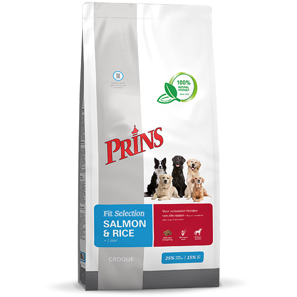 Afbeelding Prins Fit Selection Zalm & Rijst Hondenvoer 15 kg door Petsplace.nl