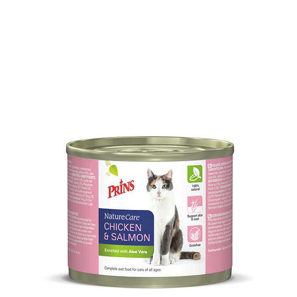 Prins NatureCare Kip & Zalm Blik 200 gr kattenvoer Per stuk