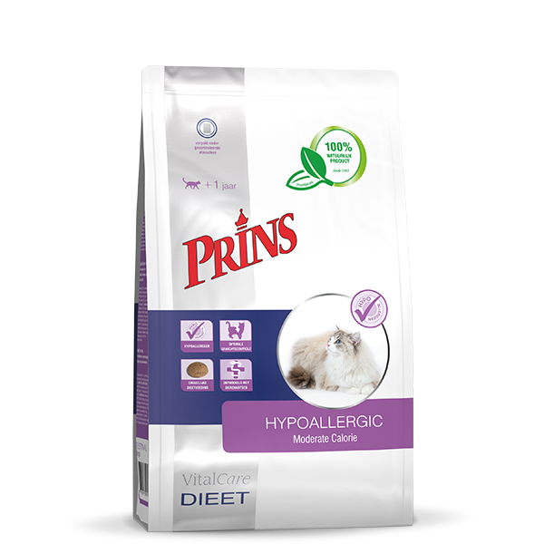 Afbeelding Prins Vitalcare Dieet Hypoallergic Moderate Calorie Kat 5 kg door Petsplace.nl
