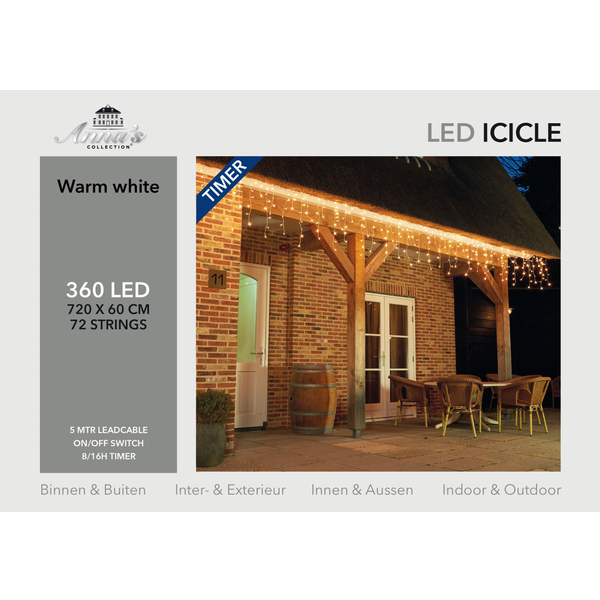 Anna's Collection IJspegelverlichting 360 lampjes warm wit Icicle Lights