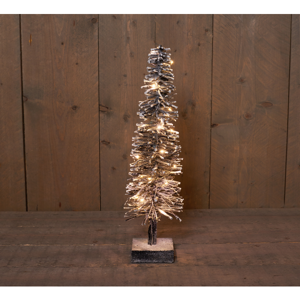 Afbeelding Cbd Rotan Boom Zwart/Sneeuw - Kerstverlichting - 60 cm Warm Wit 20 led door Petsplace.nl